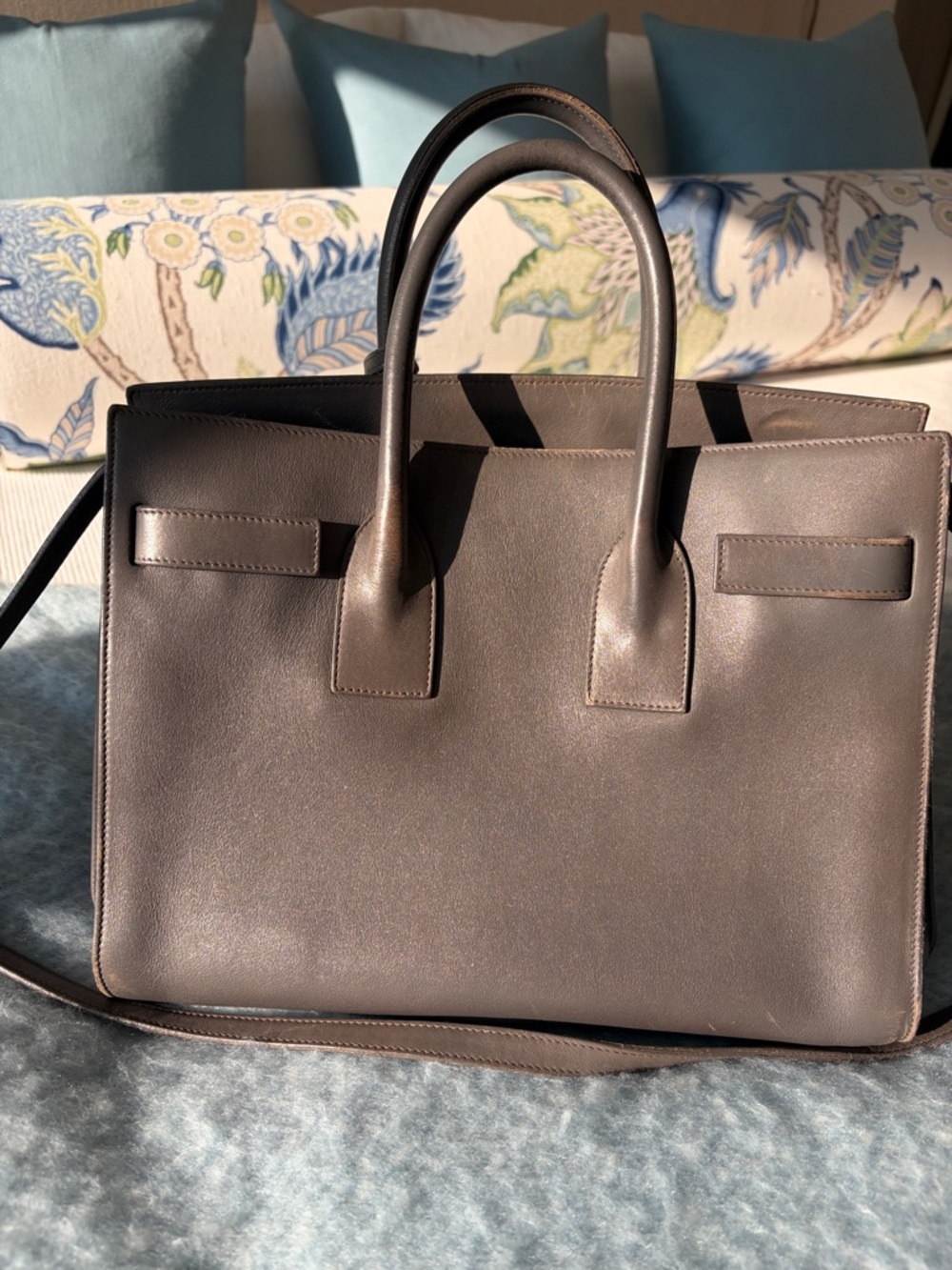 Saint Laurent Grey Leather Sac De Jour - Picture 2 of 13